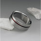 Titanium Ring - Offset Red Pinstripe