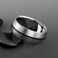 Titanium Ring - Peaked Profile - Centered Black Pinstripe