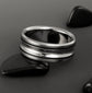 Titanium Ring - Two Black Pinstripe Inlays - Concave Center