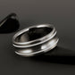Titanium Ring - Two White Pinstripe Inlays - Concave Center