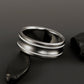 Titanium Ring - Two White Pinstripe Inlays - Concave Center