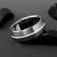 Titanium Band - Peaked Profile - Centered White Pinstripe