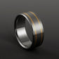 Titanium Band - Two 18k Solid Gold Pinstripes on Either Side
