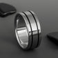 Titanium Band - Two Black Pinstripes on Either Side