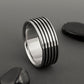 Titanium Ring - Black Pinstripe Inlays