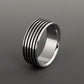 Titanium Ring - Black Pinstripe Inlays