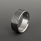 Titanium Ring - Flat Profile With Black Pinstripes