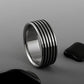 Titanium Ring - Flat Profile With Black Pinstripes