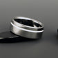 Titanium Ring in a Flat Profile with an Off Center White Pinstripe