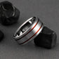 Titanium Ring - Two Red Pinstripes on Either Side