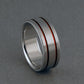 Titanium Ring - Two Red Pinstripes on Either Side