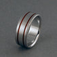 Titanium Ring - Two Red Pinstripes on Either Side