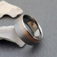 Titanium Wedding Ring With Wide Off Center 18k Rose Gold Inlay