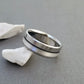 Sterling Silver and Titanium Wedding Ring wth a Black Pinstripe in a Flat Profile
