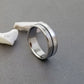 Sterling Silver and Titanium Wedding Ring wth a Black Pinstripe in a Flat Profile