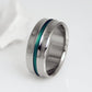 Titanium Ring with a Gradually Raised Centered Green Stripe