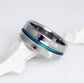 Titanium Ring with a Gradually Raised Centered Green Stripe
