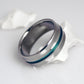 Titanium Ring with a Gradually Raised Centered Green Stripe
