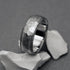 Classic Titanium Handcrafted "Mosaic" finish, hand ground titanium ring with two sterling silver pinstripes
