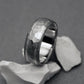 Classic Titanium Handcrafted "Mosaic" finish, hand ground titanium ring with two sterling silver pinstripes